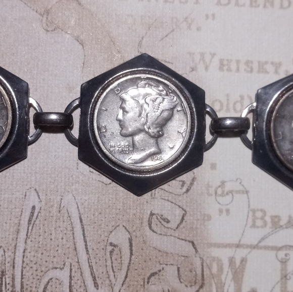 RARE ✨Vintage Liberty Mercury Head Dime Bracelet - Picture 5 of 7